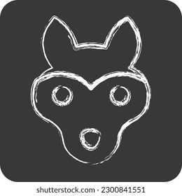 Icon Wolf. related to Animal Head symbol. chalk Style. simple design editable. simple illustration. cute. education