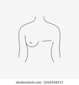 Icon Woman after mastectomy. Breast cancer. Vector illustration.