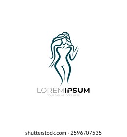 icon of woman with beautiful body, with line style
