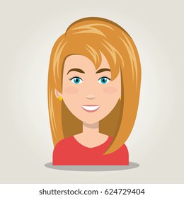 icon woman character fcae isolated