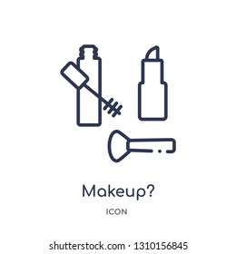 makeup? icon from woman clothing outline collection. Thin line makeup? icon isolated on white background.