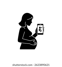 Ícone de mulher contando chutes de bebê no telefone
