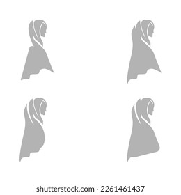 icon of a woman in a hijab on a white background, vector illustration