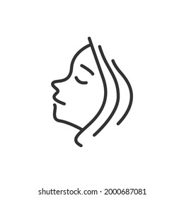 Icon woman profile line. Facial care for cosmetology. Facial beauty dermatology. Clipart symbol isolated on white background. Flat design.