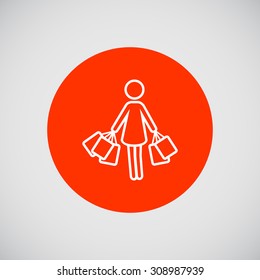 Icon of woman silhouette carrying shopping bags