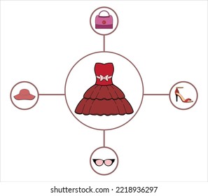 Icon Woman Stylish Red on a White Background Vector