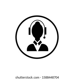 icon of woman wearing a black and modern headset