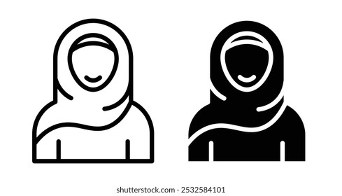 Icon of a woman wearing a hijab, symbolizing modesty, culture, or identity.