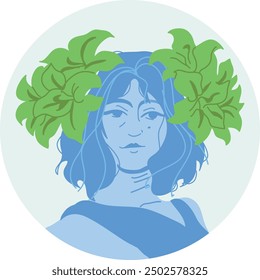 Icon of a woman's face, blending Art Nouveau, Art Deco, and Victorian styles, presented in vector art.
