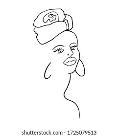 Icon of a woman's face line. Can be used for topics such as beauty salons. Logo. Vector.