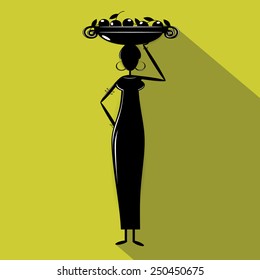icon. The woman's silhouette with fruit 