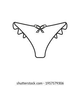 Icon of women's bikini with a bow. Briefs underwear. vector illustration