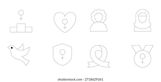 icon Women's Day Line vector illustration