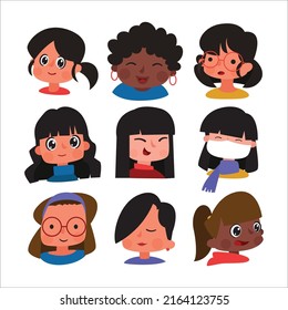 
icon womens face with color 