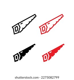 Icon wood saw tool set vector