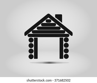 Icon of a wooden house. Vector.