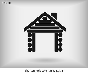 Icon of a wooden house. Vector.