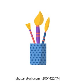 Icon of wooden paintbrush. Vector illustration concept for  back to school