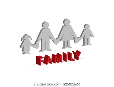 icon. The word a family and children with parents