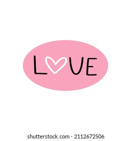 An icon of word «love» with heart middle. 