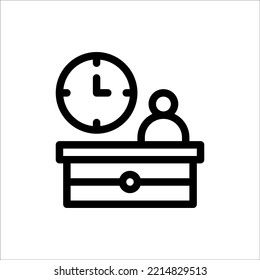 Icono Trabajo, Línea, contorno, Vector de Ilustración Ilustración Ilustrador Icono Plano Aislado. Adecuado para diseño web, logotipo, aplicación. 
