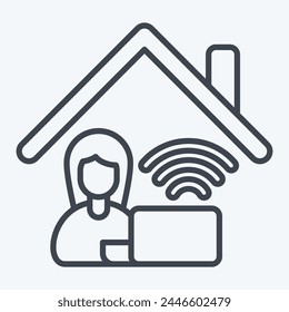 Symbol Arbeit Von Remote-Arbeit 2. Verwandt mit Symbol für Remote-Arbeit. Linienstil. Einfache Entwurfsdarstellung