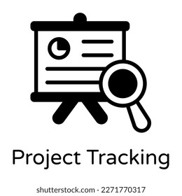 Un icono del diseño de glifos de informes de trabajo, informe de datos de negocios
