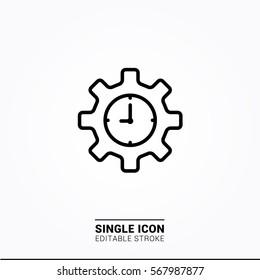Icon work time gear clock single icon graphic designs