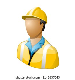 Icon of worker in hard hat and uniform 