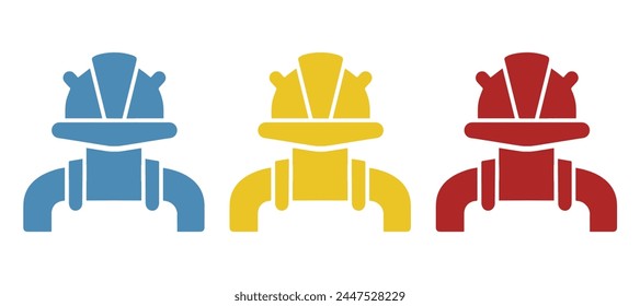 icon of a worker in a helmet, on a white background, vector illustration