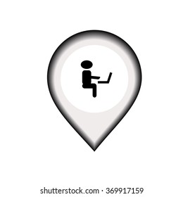 Icon of a working at a computer businessman 