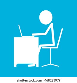 icon of working with laptop