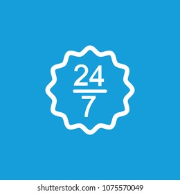 Icon of working twenty-four seven. Regular, constant, nonstop. Lifestyle concept. Can be used for topics like service, overwork, business