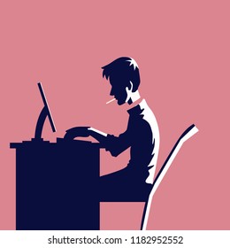 icon workspace, silhouette vector work with a computer, eps 10.