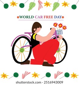 Icon World Car free Day. Vector graphic of world car free day, good for world car free day celebration. Flat design. Flyer design. Flat illustration.