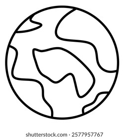Icon of world design. Editable stroke with various design shapes, with a hand drawn black outline style	