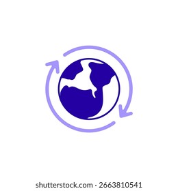 Icono de un mundo, aislado contra un fondo limpio.