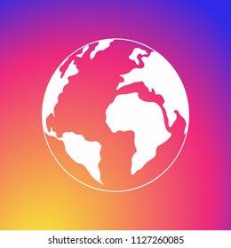 Icon world on gradient. Istalogo. Instagram gradiend. Travel. Around the world. World logo. Instagram.