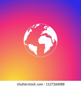 Icon world on gradient. Istalogo. Instagram gradiend. Travel. Around the world. World logo. Instagram.