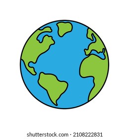 Icon of world or planet. Colored flat vector illustration isolated on white background.