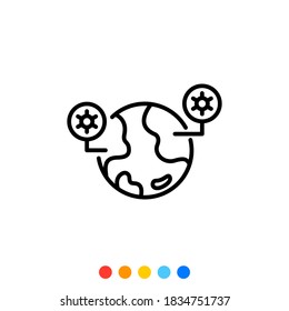 Icon of the world in which a virus or epidemic is occurring.
