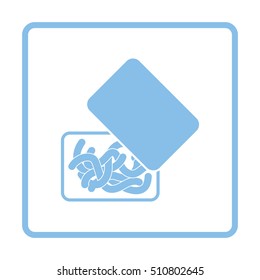 Icon of worm container. Blue frame design. Vector illustration.