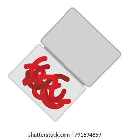 Icon of worm container. Flat color design. Vector illustration.