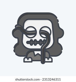 Icon Worm. related to Halloween symbol. doodle style. simple design editable. simple illustration