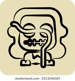 Icon Worm. related to Halloween symbol. hand drawn style. simple design editable. simple illustration