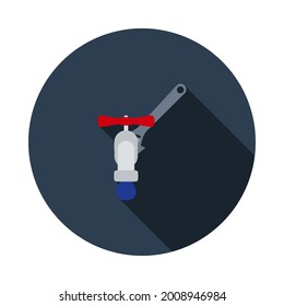 Icon Of Wrench And Faucet. Flat Circle Stencil Design With Long Shadow. Vector Illustration.