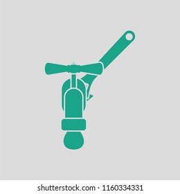 Icon of wrench and faucet. Gray background with green. Vector illustration.