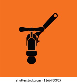 Icon of wrench and faucet. Orange background with black. Vector illustration.