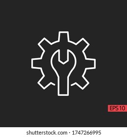 Icon wrench with gear engineer design template vector line style.