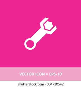 Icon of Wrench on Magenta Color Background. Eps-10.